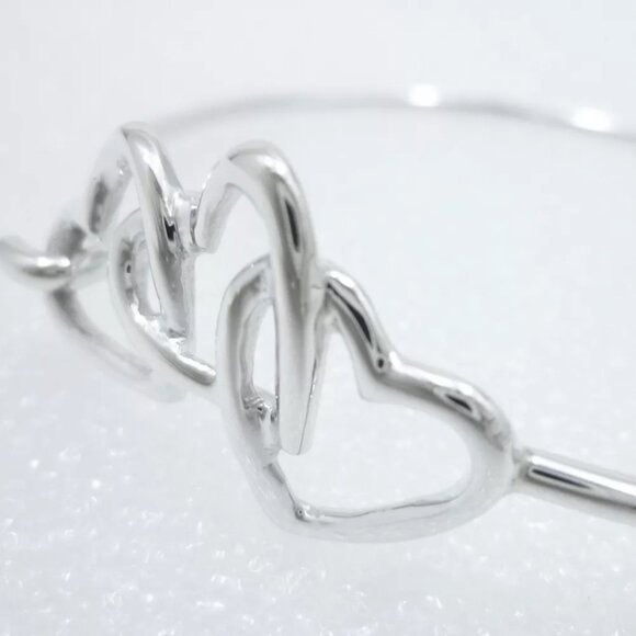 Authentic Tiffany & Co. Triple Heart Bangle Bracelet Sterling Silver - Picture 7 of 10